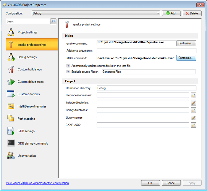 Creating QtEmbedded Projects for Beaglebone VisualGDB Tutorials
