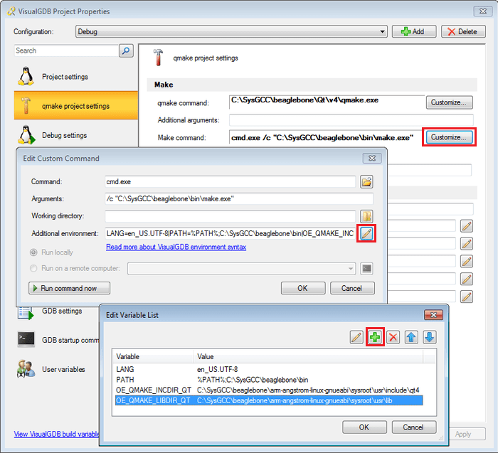 Creating Qt Projects for Beaglebone with Visual Studio VisualGDB