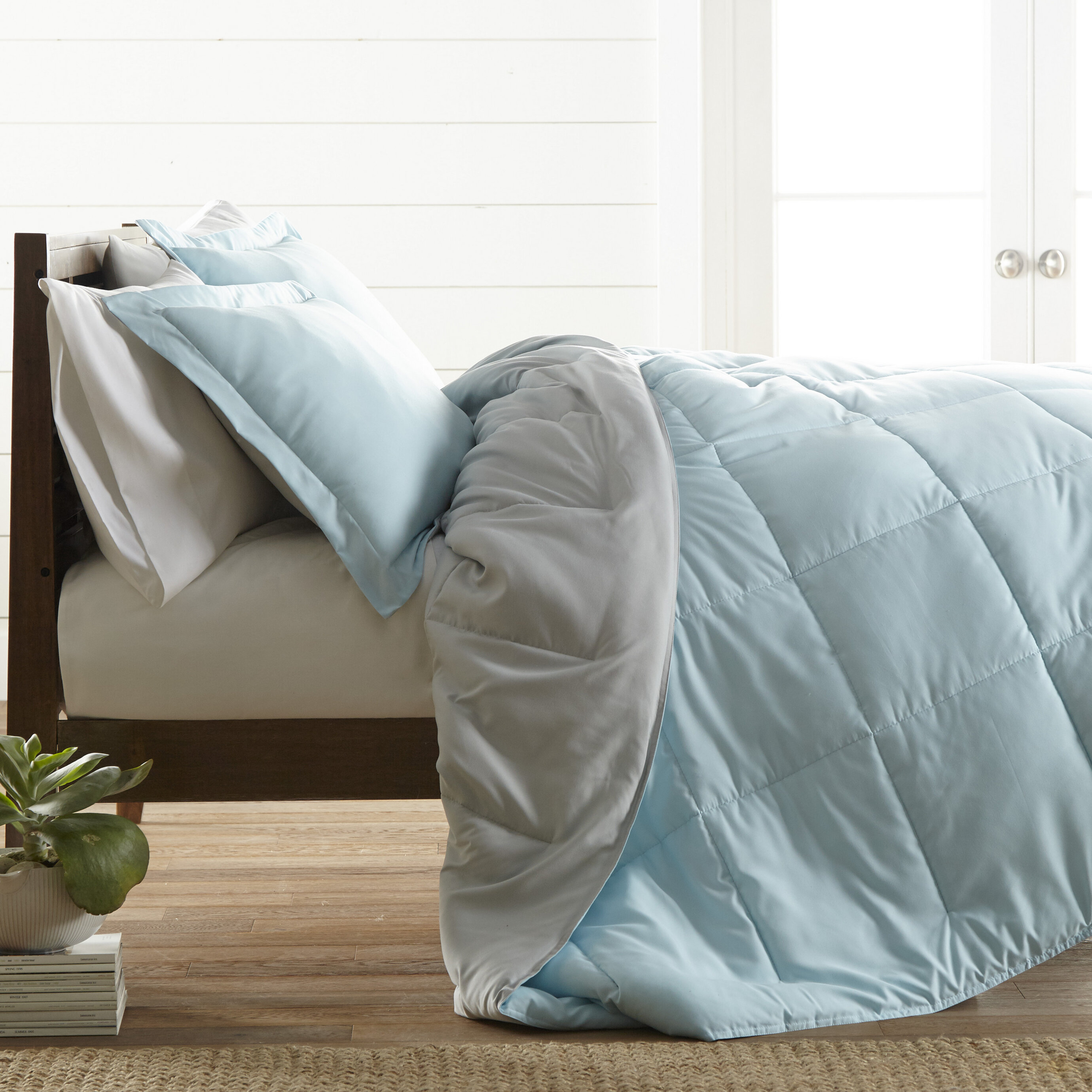 Look for duvets with soothing colors like grey, pale blue, ivory and seafoam to bring the colors of the sea right into your bedroom. light blue comforter set you ll love in