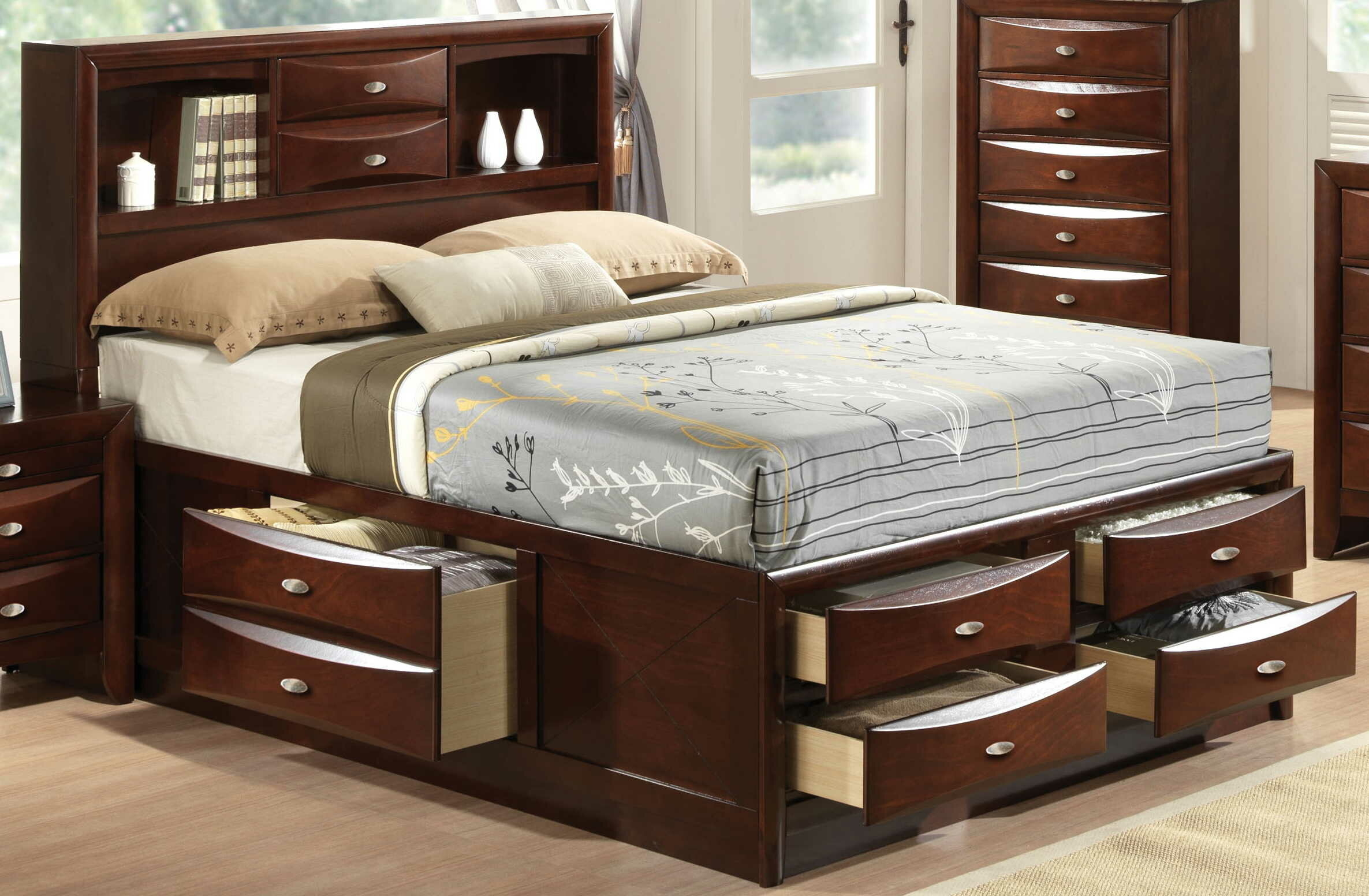 Coaster Phoenix Contemporary Queen Bookcase Bed With Underbed Storage