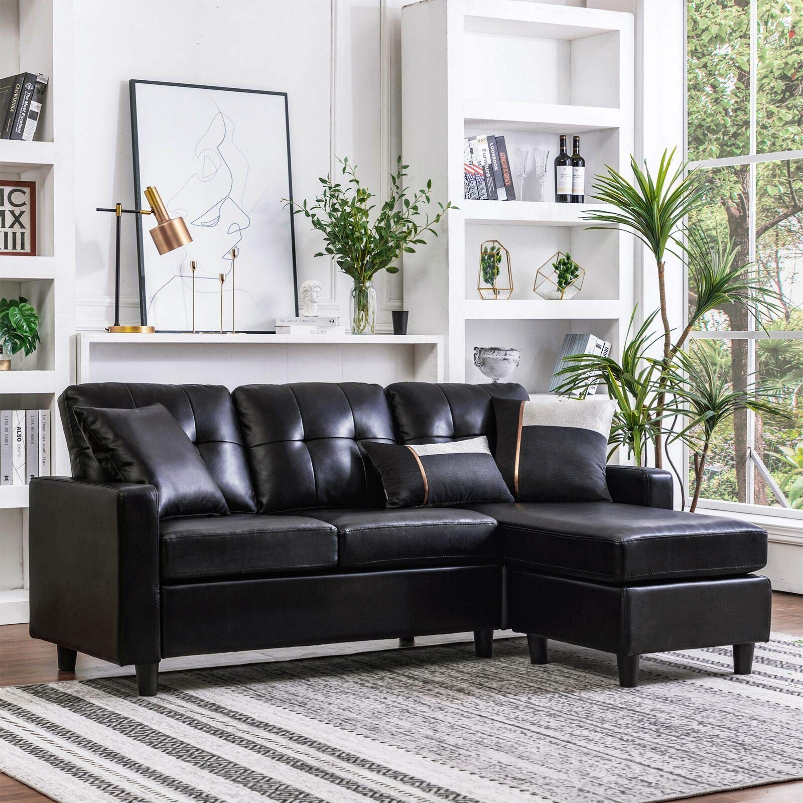 Small Modern Leather Sectional Sofa Baci Living Room
