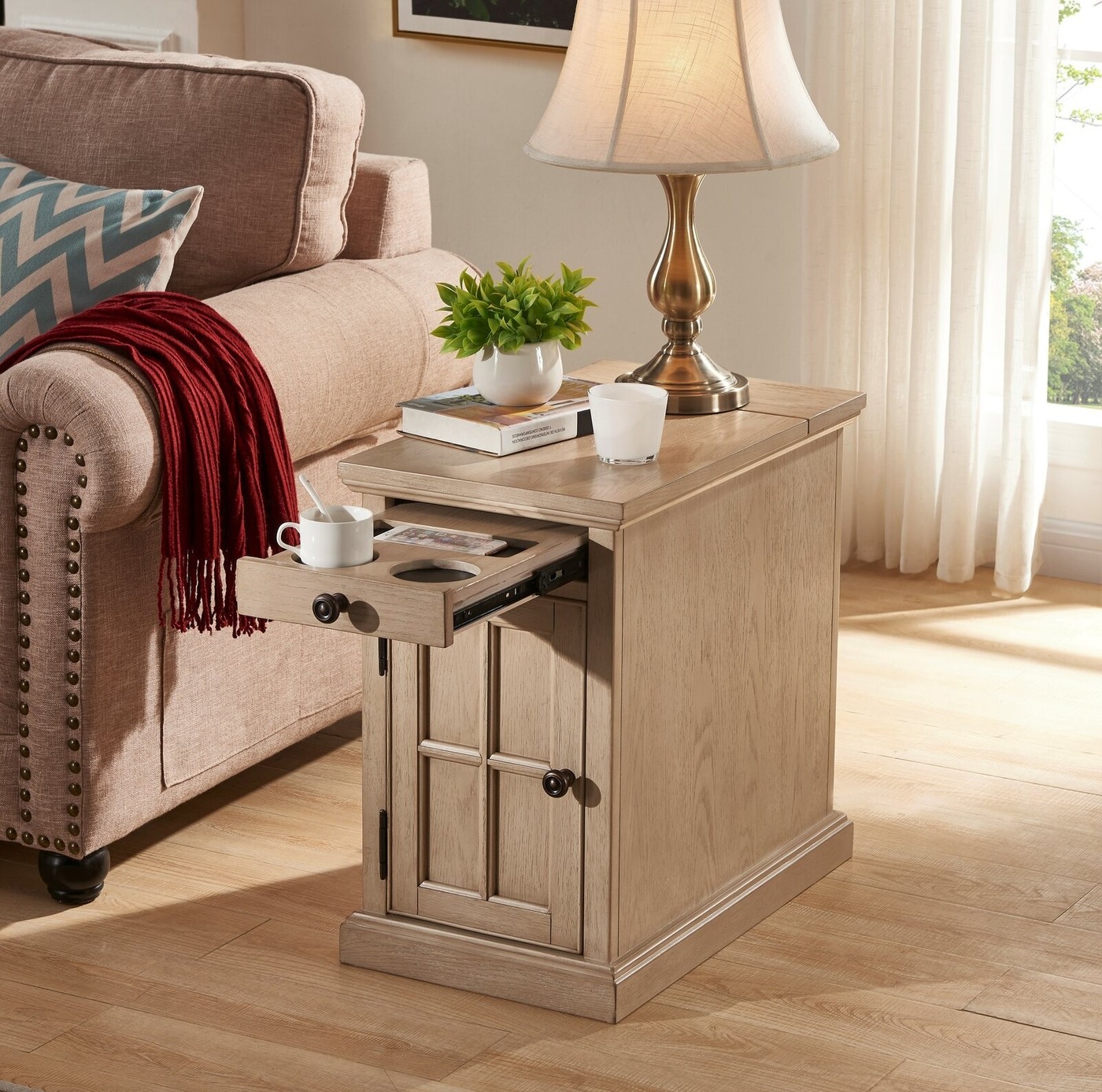 Narrow End Table with Storage VisualHunt