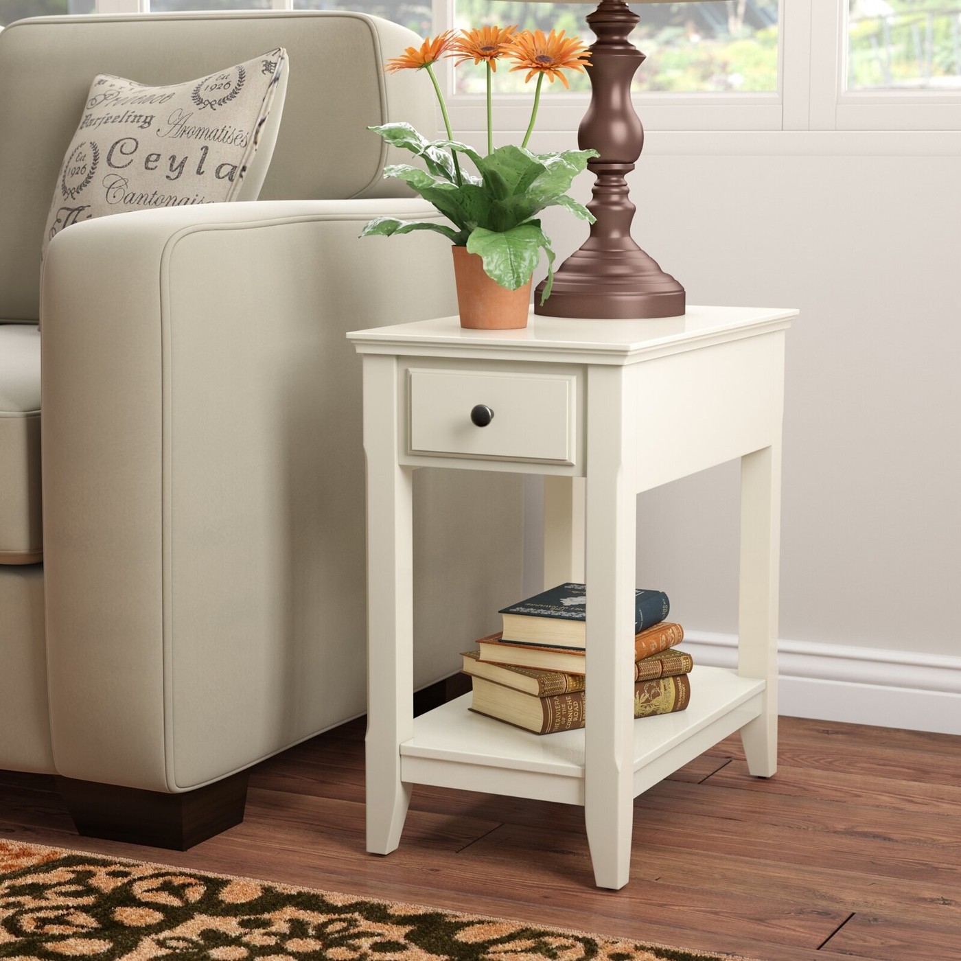Narrow End Table with Storage VisualHunt