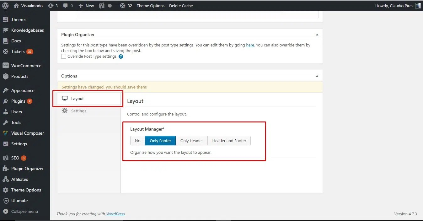 Disable / Enable Heading or Footer in WordPress Visualmodo Guides