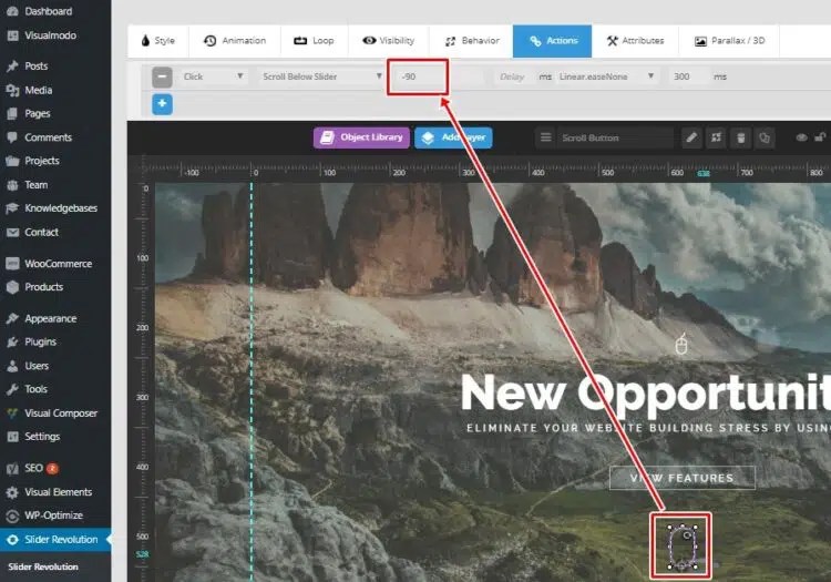 Revolution Slider WordPress Plugin Scroll Down Button Visualmodo
