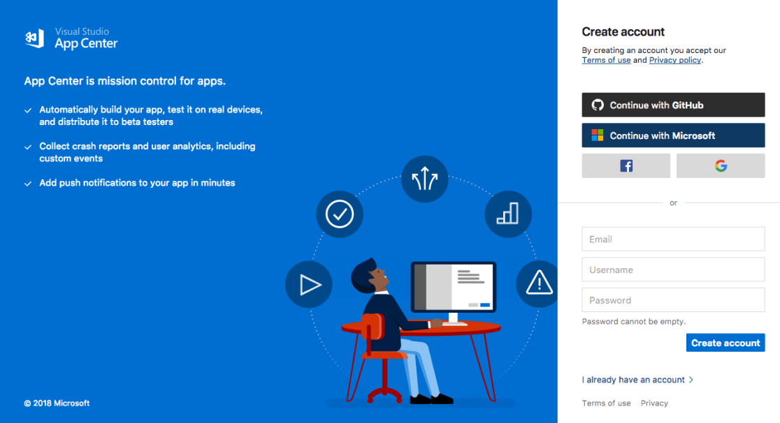 Build a mobile app with Visual Studio App Center Visual Studio
