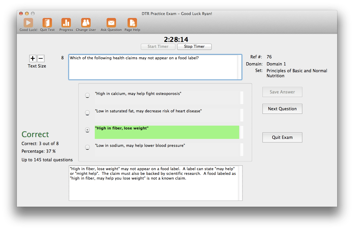 Practice Exam Screenshots Visual Veggies RD & DTR Practice Exam