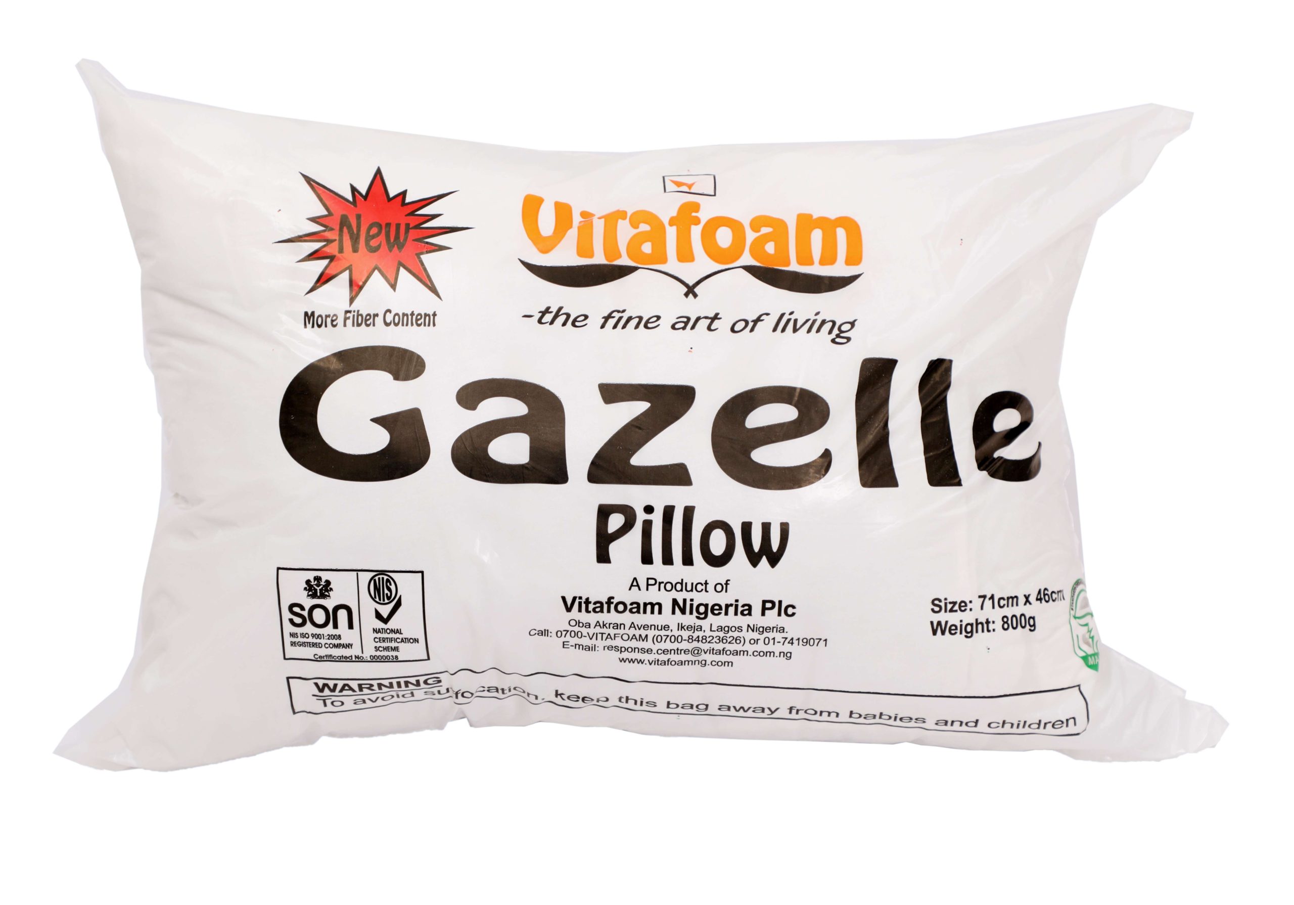 Vita Gazelle Vitafoam fibre pillow
