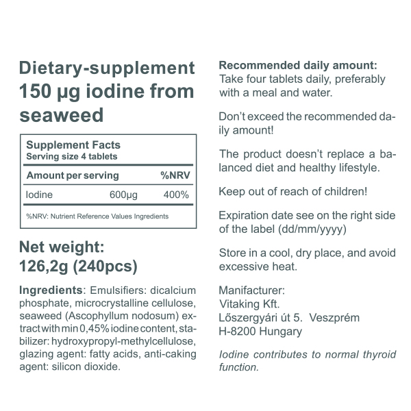 Iodine (240 tablets) Vitaking