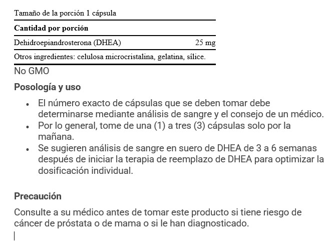 DHEA 25mg (100 caps) Vitamin Nutrition RD