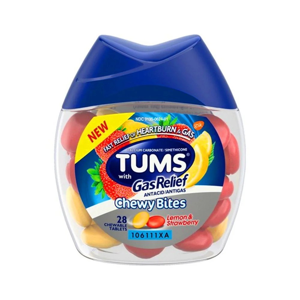 TUMS Gas Relief Lemon & Strawberry 28 chewable tablets online in