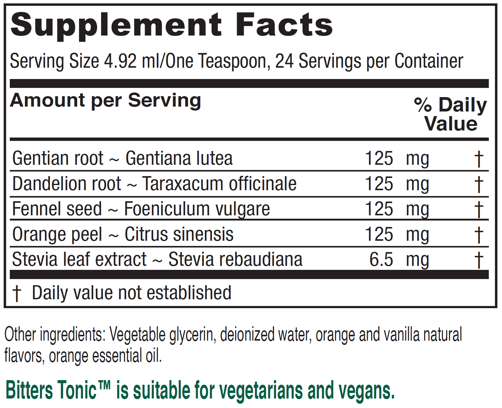 Bitters Tonic ™ Vanilla Orange Digestive Support 4 ounces