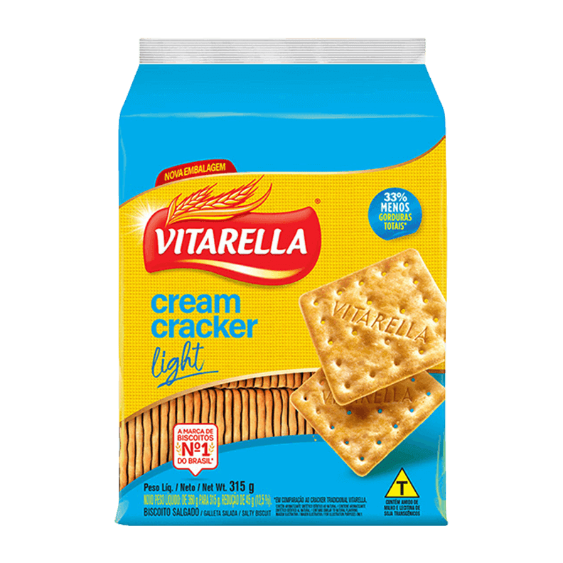 Cream Cracker Light Vitarella Tem diferença. Tem sabor.