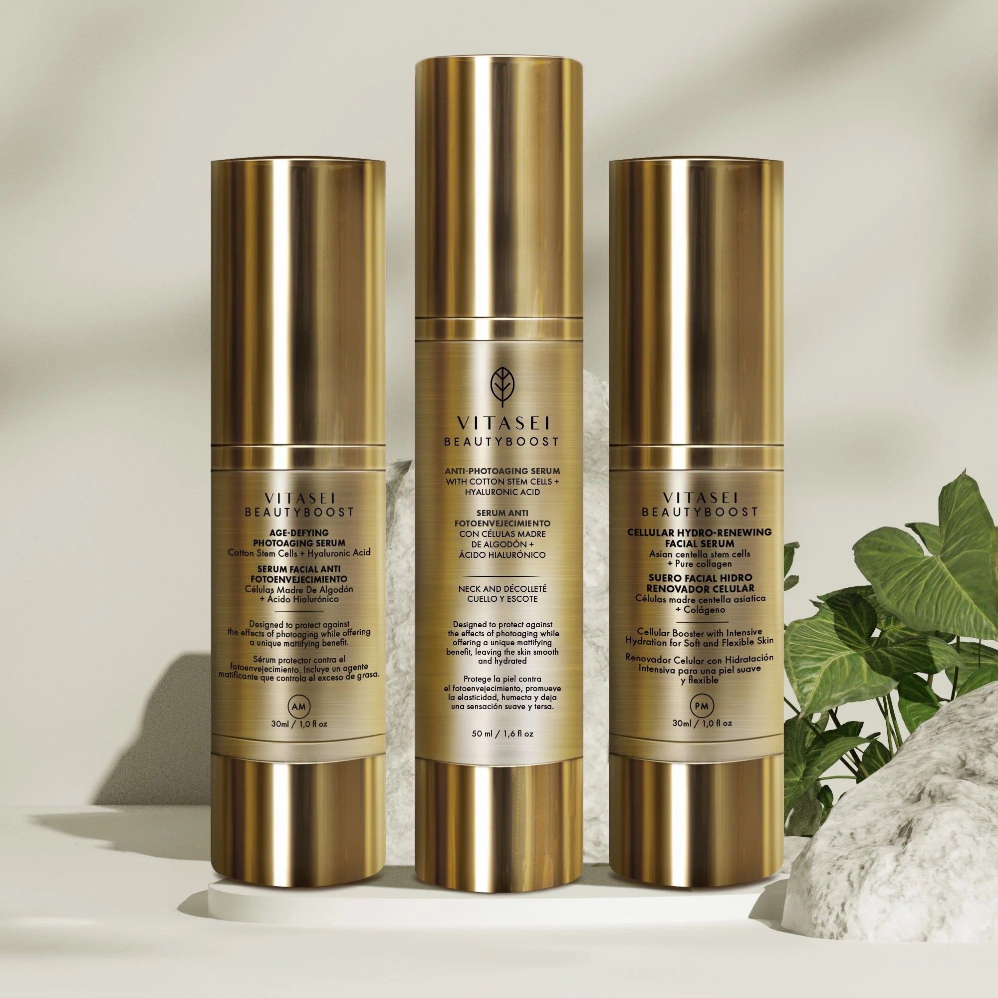 Day and Night facial serums + Neck and Decollete Serum With Plant Stem