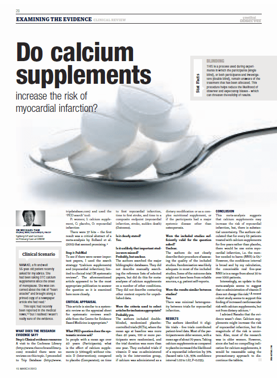 Do calcium supplements increase the risk of myocardial infarction