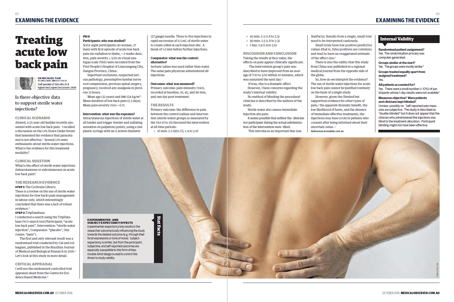 Sterile water injections for acute low back pain Michael Tam