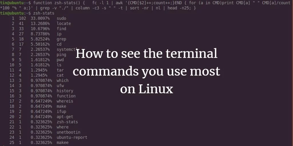 How to see the terminal commands you use most on Linux VITUX