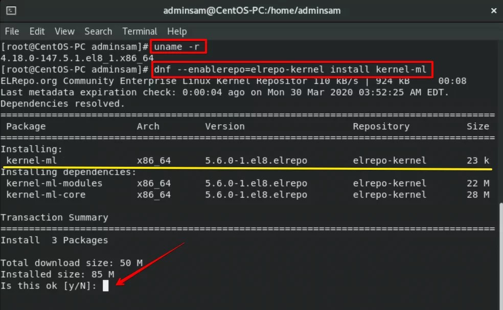 How to Upgrade the Kernel on CentOS 8.0