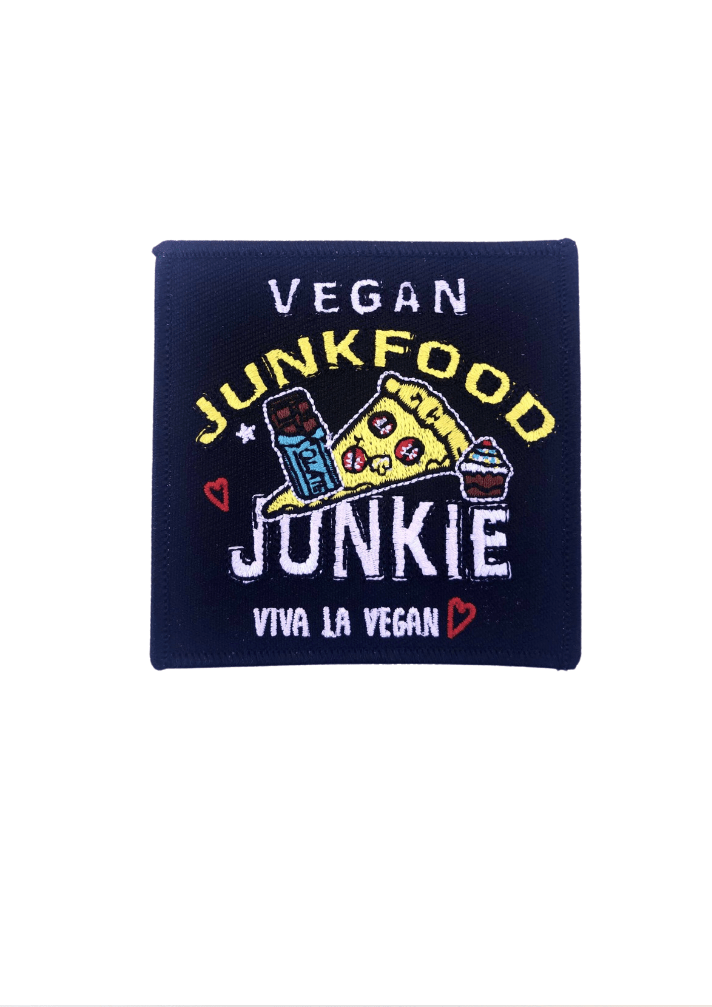 Embroidered Patch Junk Food Junkie Viva La Vegan