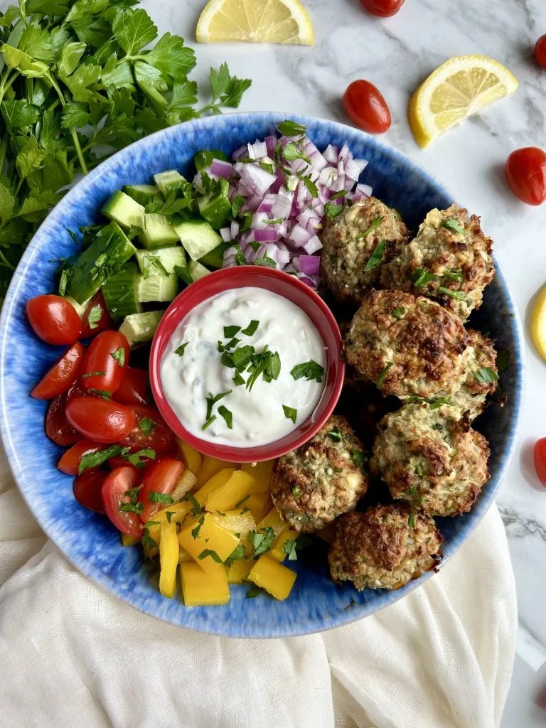 Greek Feta Chicken Meatballs Vivacious Gourmet