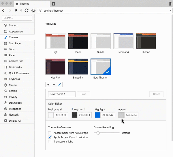 Color picker for Themes and more Vivaldi Browser