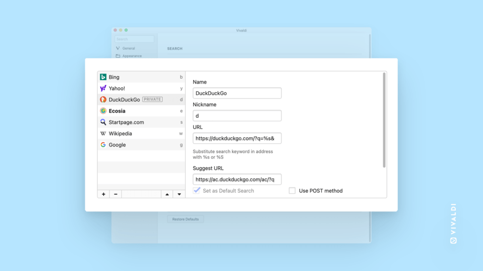 Explore the world your way with your Vivaldi default search Vivaldi Browser