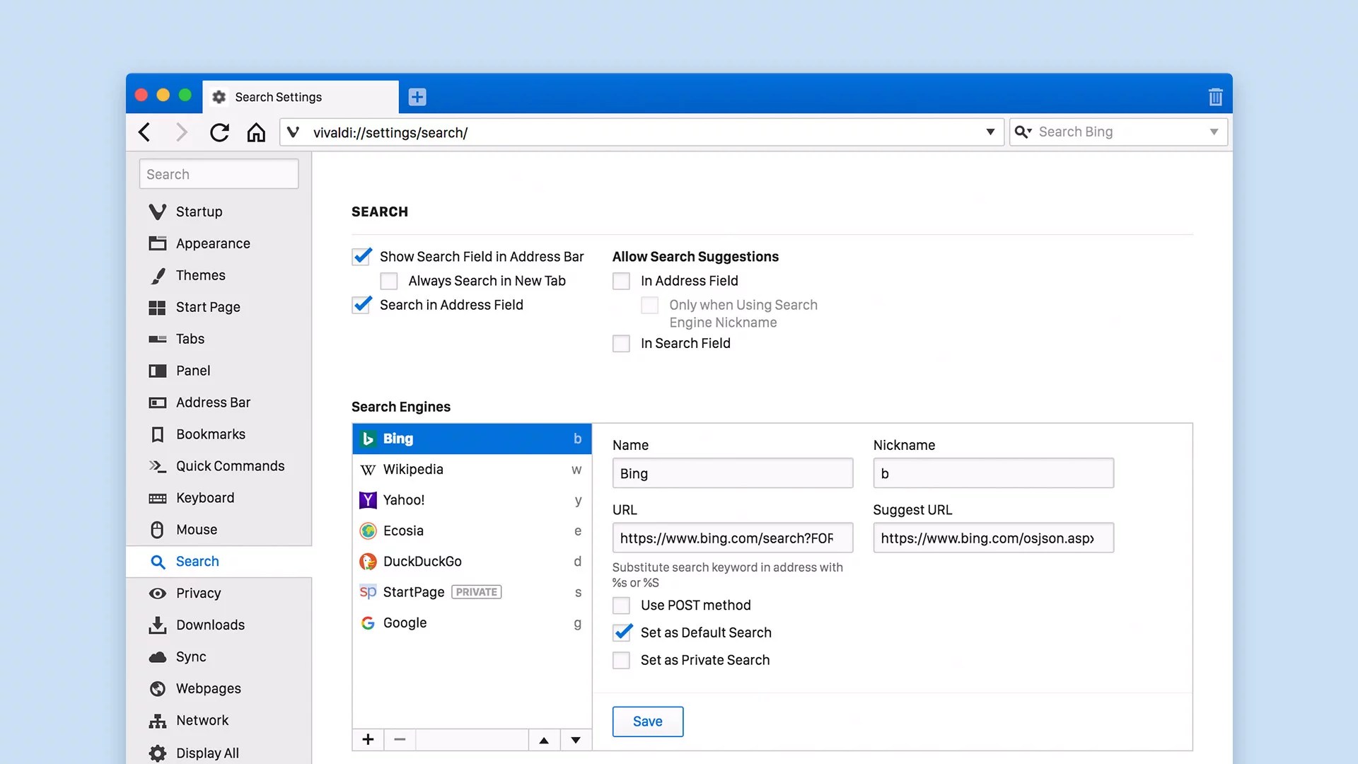 Search Suggestions a privacydriven feature Vivaldi Browser
