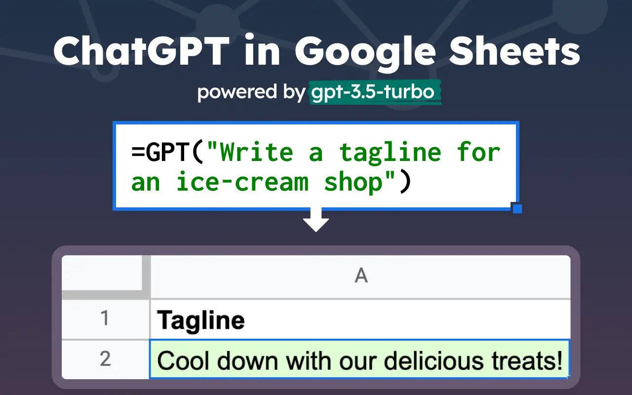 GPT للأوراق دمج GPT3 في جداول بيانات Google ️ 2023