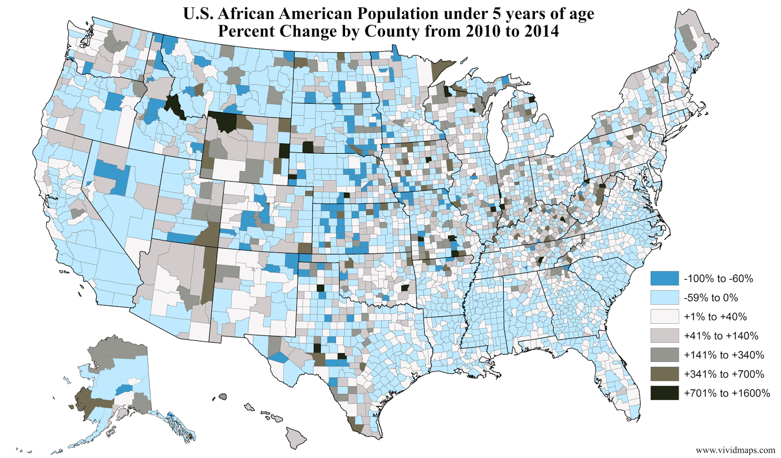 U.S. African American Population under 5 years of age Percent Change by