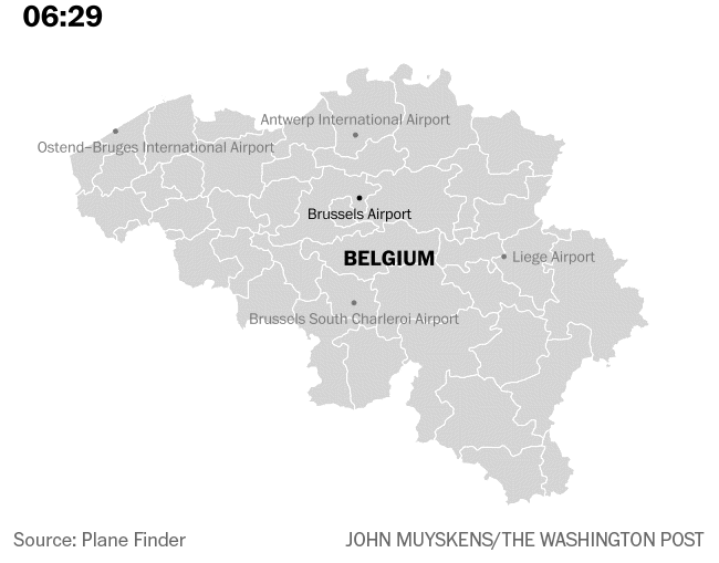 Watch what happened to flight patterns in the moments after Brussels