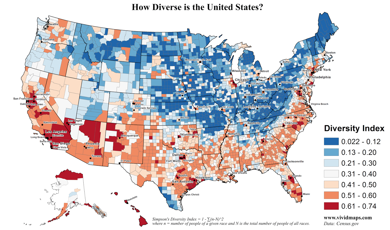 The increasingly diverse United States of America Vivid Maps