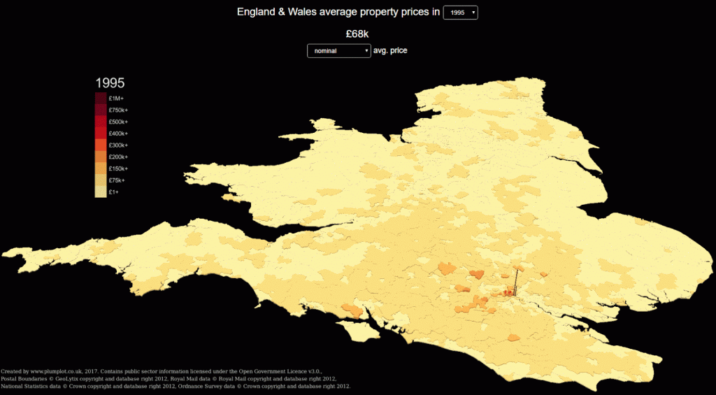 England and Wales average property prices (1995 2016) Vivid Maps