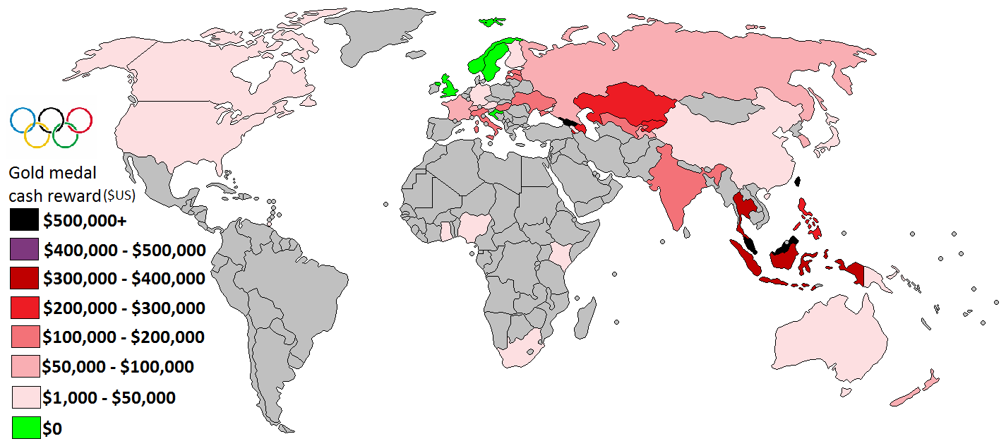 Olympic medal cash reward Vivid Maps