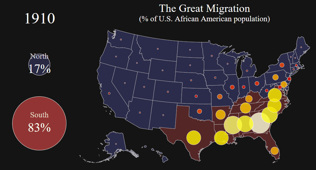 The Great Migration ( of U.S. African American population) Vivid Maps
