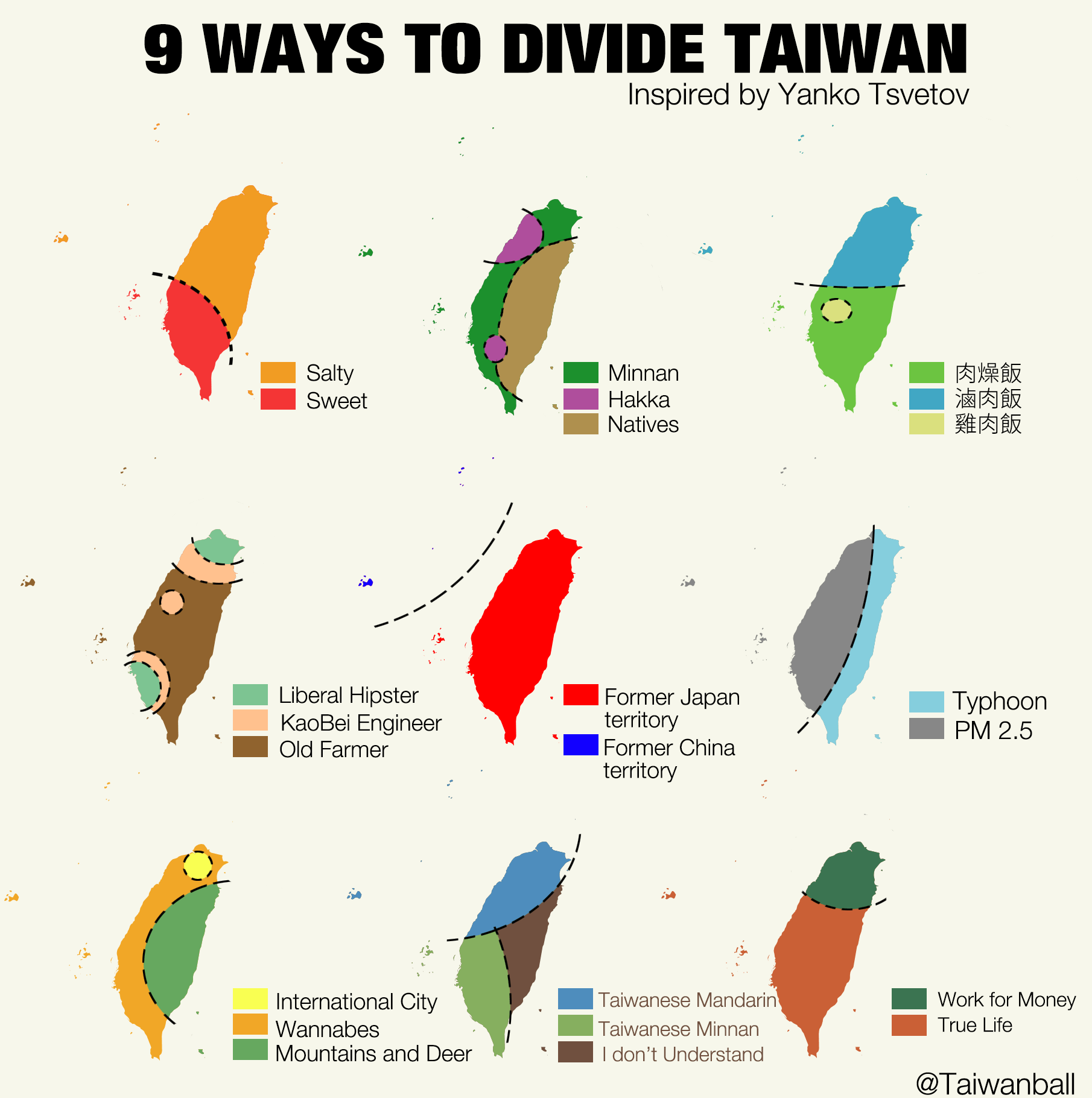 9 Ways to Divide Taiwan Vivid Maps