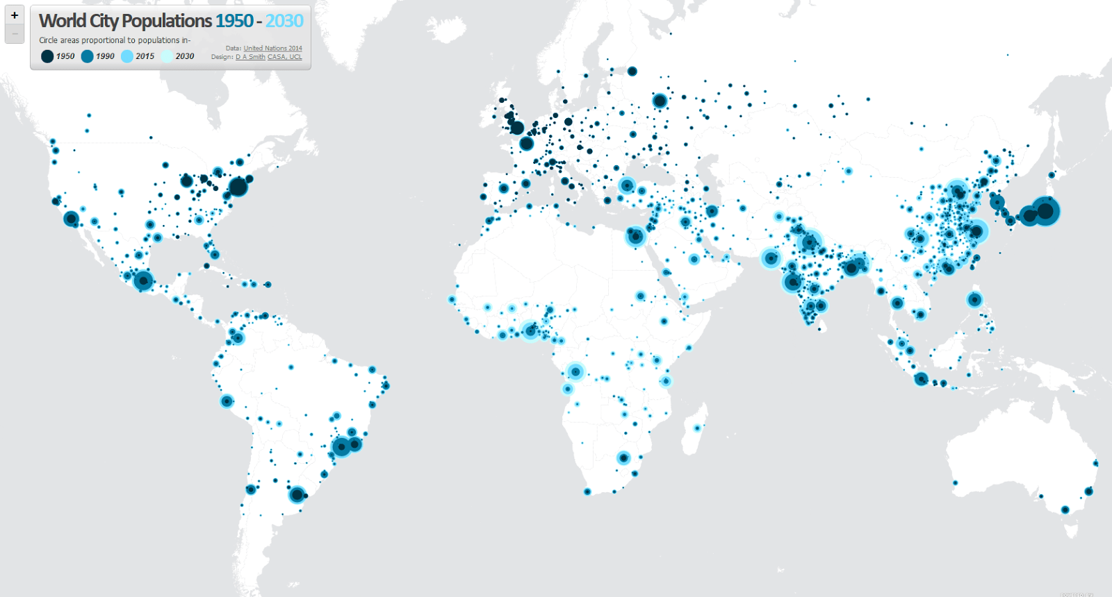 World city populations (1950 2030) Vivid Maps