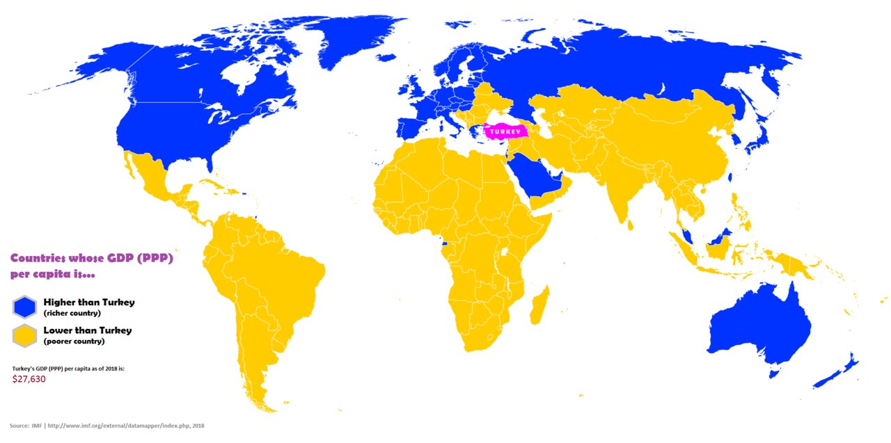 World nations richer and poorer than Turkey Vivid Maps