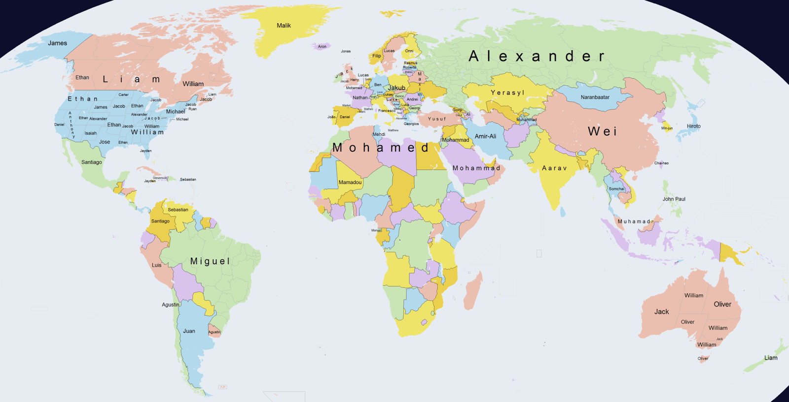 The most popular boys names Vivid Maps