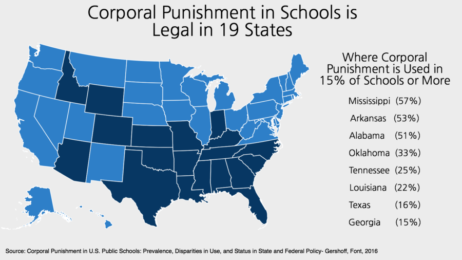 Corporal punishment in schools is legal in 19 US states Vivid Maps