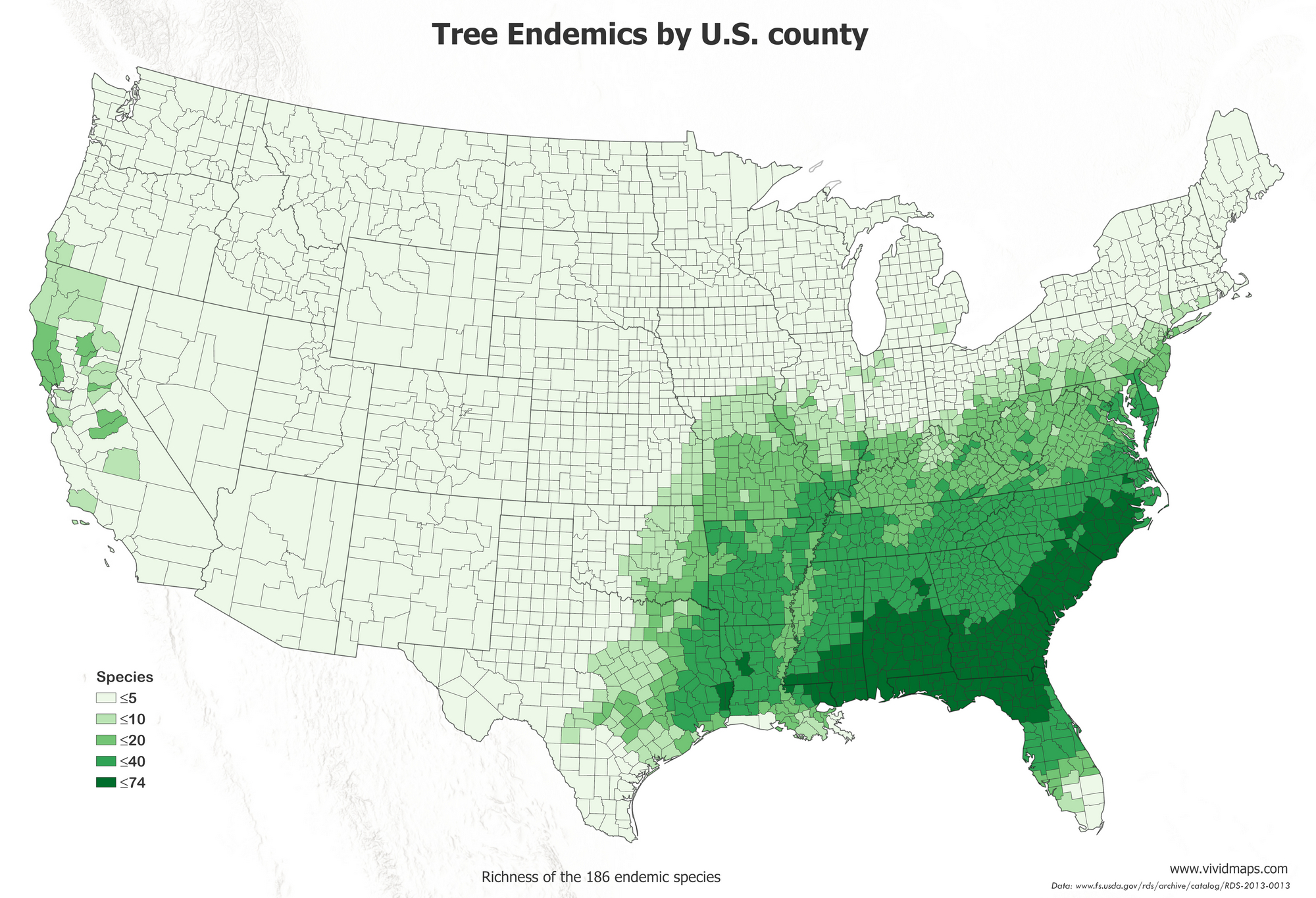 The diversity of trees in the United States mapped