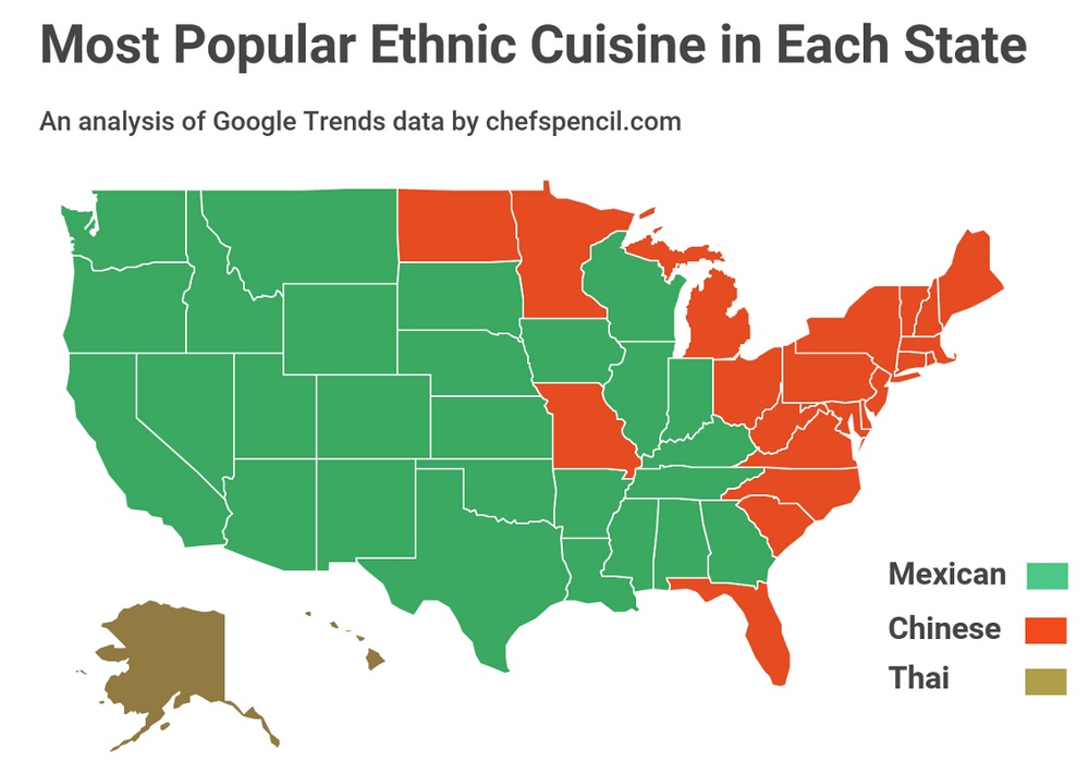 Most popular cuisine in each U.S. state Vivid Maps