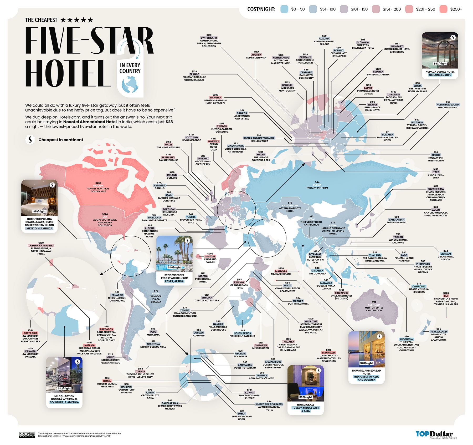 The Cheapest FiveStar Hotel in Every County Mapped Vivid Maps