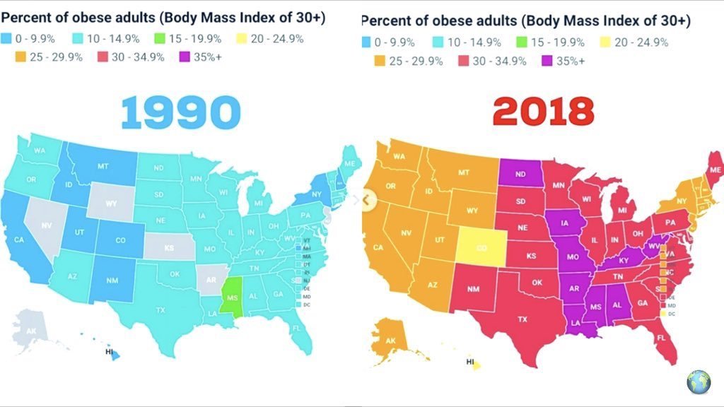Obesity prevalence in the United States Vivid Maps