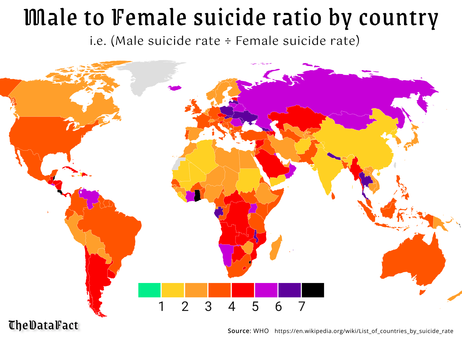Suicide Rates by Country Mapped Vivid Maps