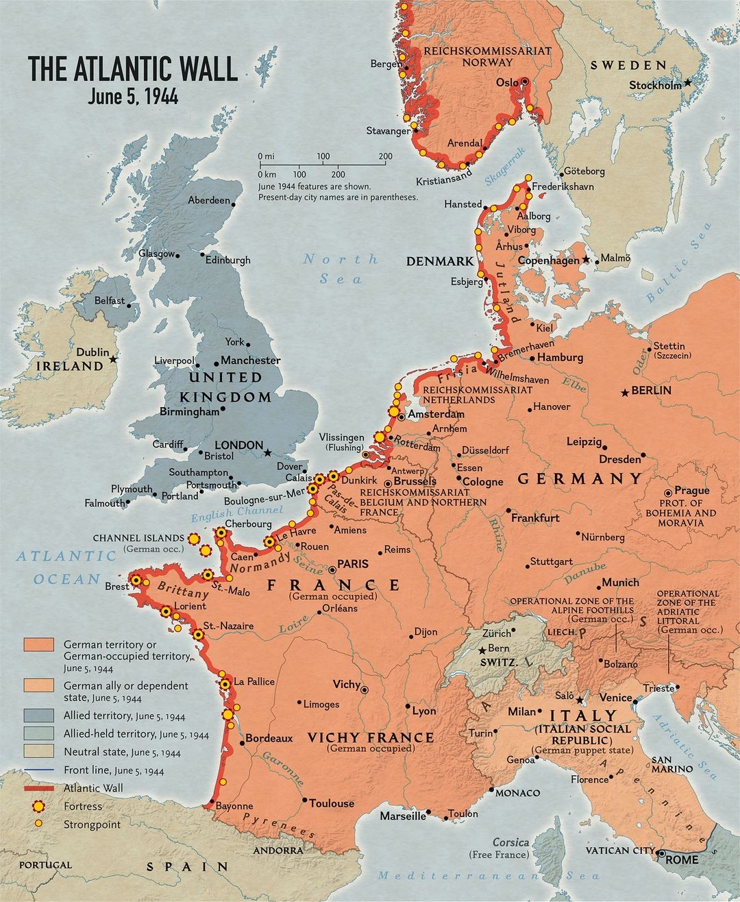 The Atlantic Wall (1944) Vivid Maps
