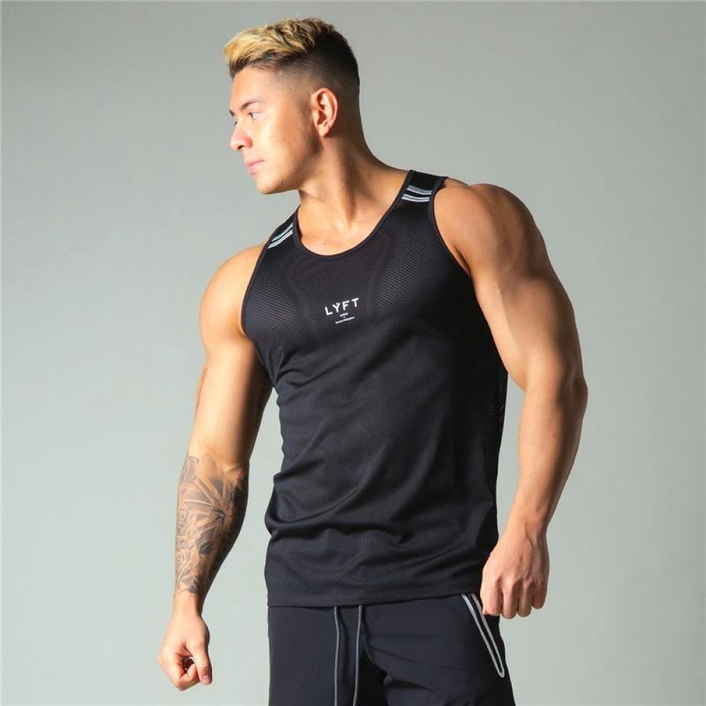 Solid Mesh Men's Gym & Workout Tank Tops Men's Fitness Apparel, Men's