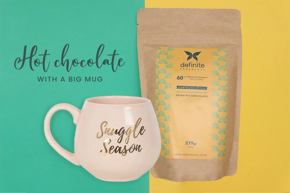 Christmas hot chocolate with big hot chocolate drinking mug gift set