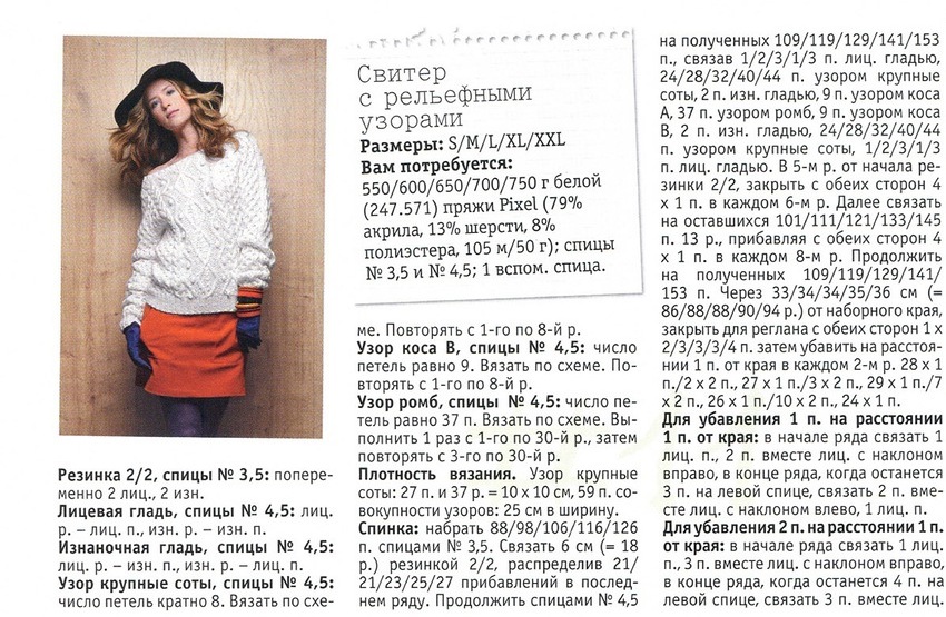 Свитер оверсайз спицами с описанием и схемами и описанием