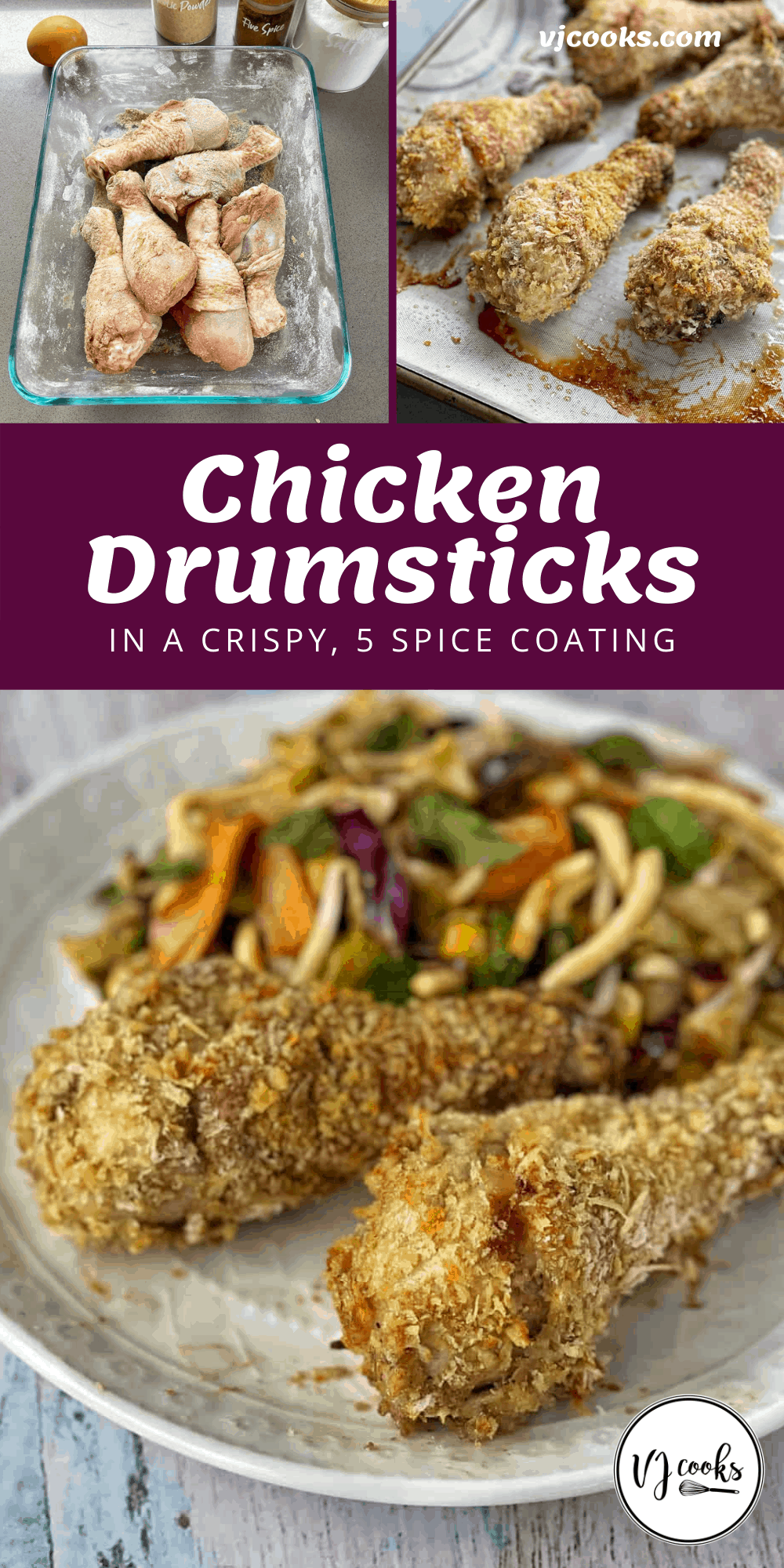 Crispy 5 Spice Chicken Drumsticks VJ Cooks