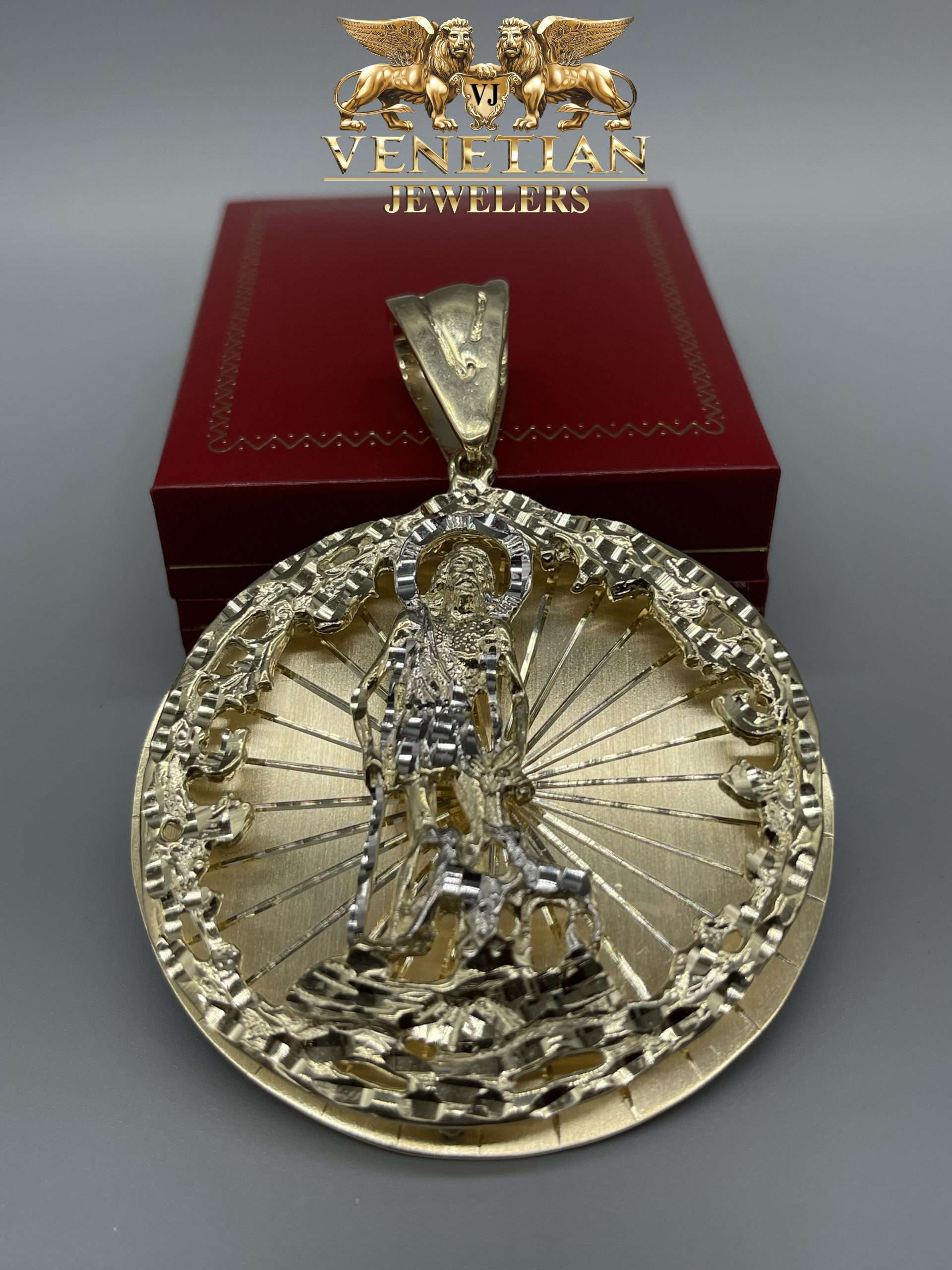 10KT Gold Saint Lazarus Pendant VJ Diamond Sanford Orlando